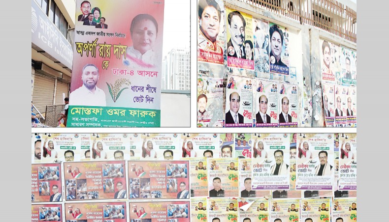 Walls still covered with posters seeking votes