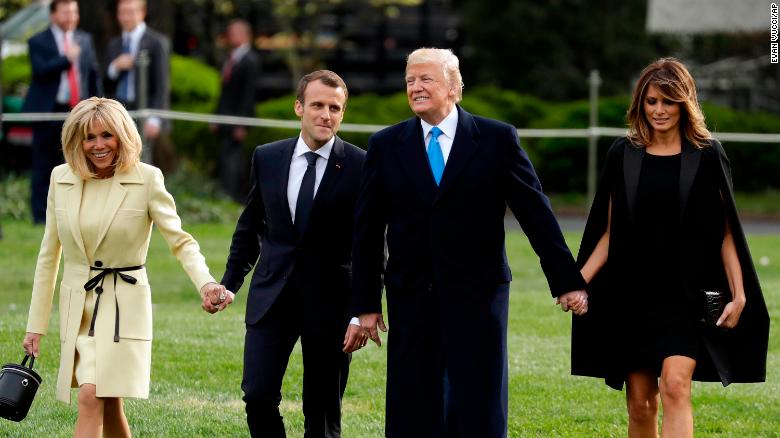 Trump blasts Iran deal as 'insane' and 'ridiculous' as Macron looks on