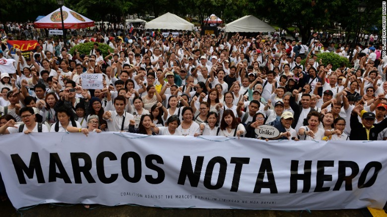 'Not a hero': Hundreds protest burial plan for former Filipino dictator
