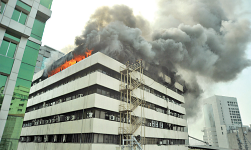 Fire burns Amar Desh office