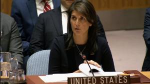 Haley says Russia's hands are 'covered in the blood of Syrian children'