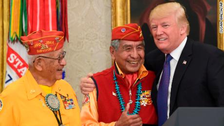 At a Navajo veterans' event, Trump makes 'Pocahontas' crack