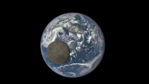 NASA camera shows moon crossing Earth