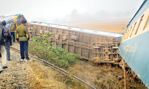 Rail tracks uprooted, buses torched 50 injured as train derails, BNP says blockade to continue.