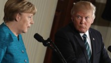 Trump stands by wiretapping claim during Merkel visit