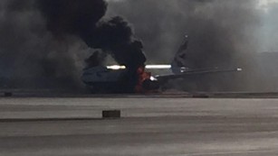 British Airways plane catches fire at Las Vegas airport; 14 injured