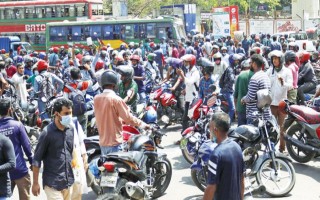 Bikers block road demanding resumption of ridesharing services