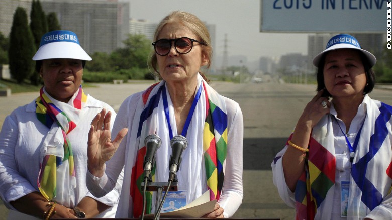 Women activists cross DMZ between North and South Korea.