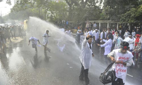 Police charge baton, use water cannon on dental students